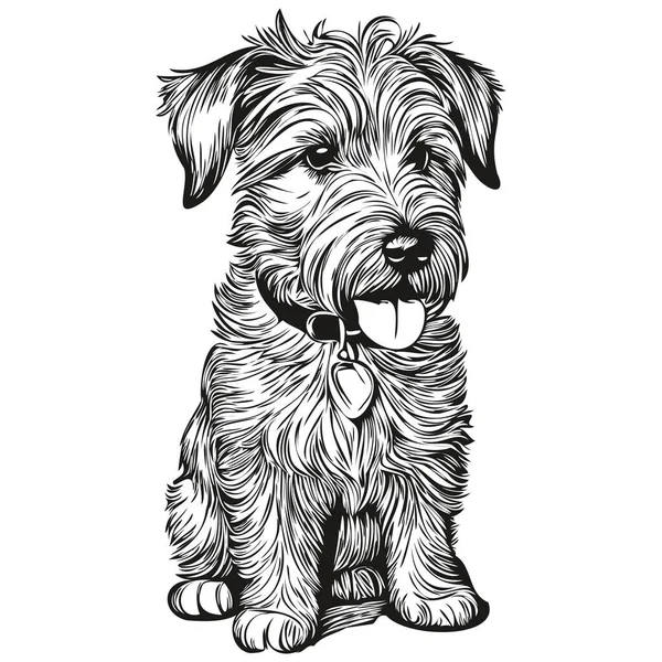 Sealyham Terrier Perro Contorno Lápiz Dibujo Ilustraciones Carácter Negro Sobre — Archivo Imágenes Vectoriales
