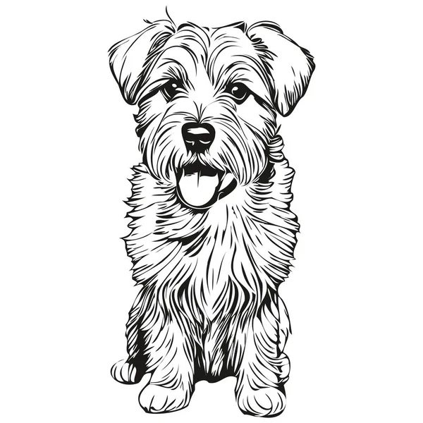Sealyham Terrier Perro Camiseta Impresión Blanco Negro Lindo Esquema Divertido — Vector de stock