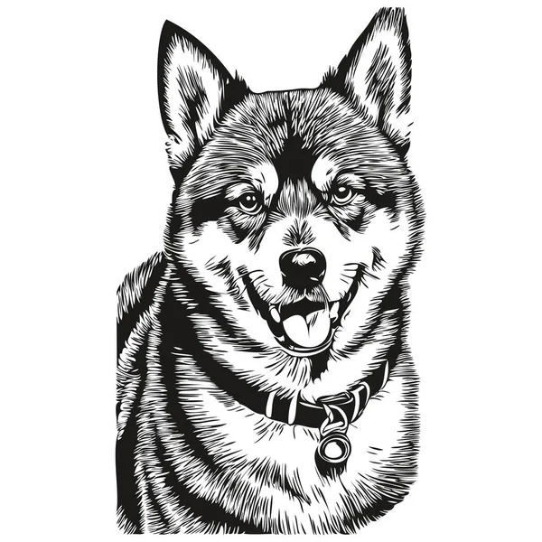 Shiba Inu Dog Breed Line Drawing Clip Art Animal Hand — Stock Vector