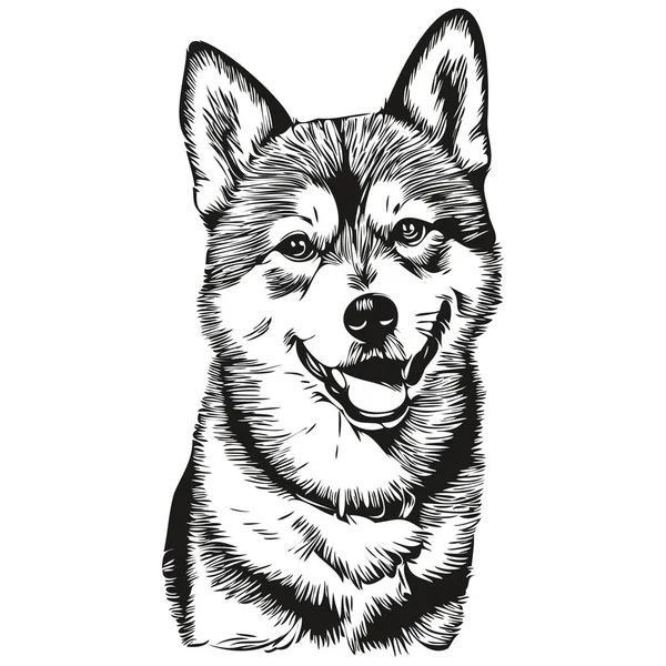 Shiba Inu Perro Logo Vector Blanco Negro Vintage Lindo Perro — Archivo Imágenes Vectoriales