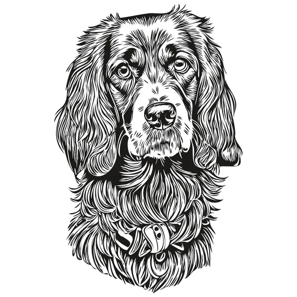 Spaniel Αγγλικά Cocker Σκυλί Κινουμένων Σχεδίων Πρόσωπο Πορτρέτο Μελάνι Ασπρόμαυρο — Διανυσματικό Αρχείο