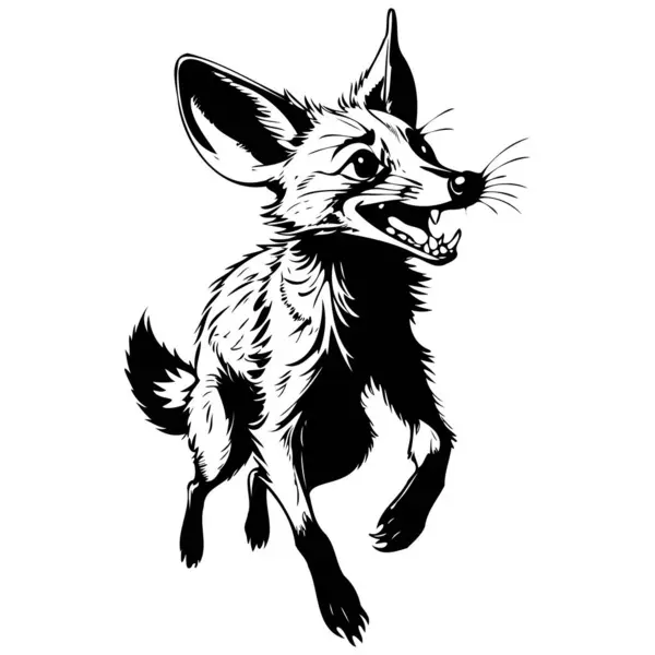 Tusz Aardwolf Skacze Tusz Ręcznie Rysowane Zwierzę Ilustracja Przezroczyste Tło Ilustracje Stockowe bez tantiem