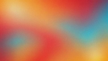 Kırmızı, Cyan, Sarı Grainy gürültülü gradyan arkaplan. Zarif tanecikli gradyan dokulara sahip yumuşak gradyan başlık