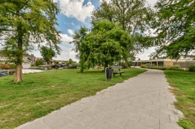 View of street near building with beauty of vegetation outside