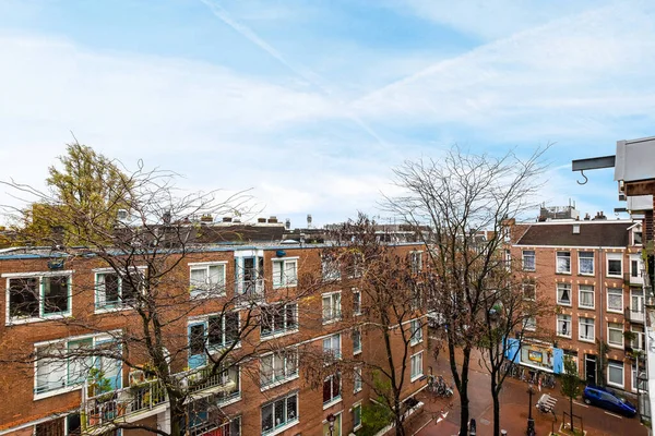 Амстердам Нідерланди Квітня 2021 Року Міська Територія Будівлями Деревами Передньому — стокове фото