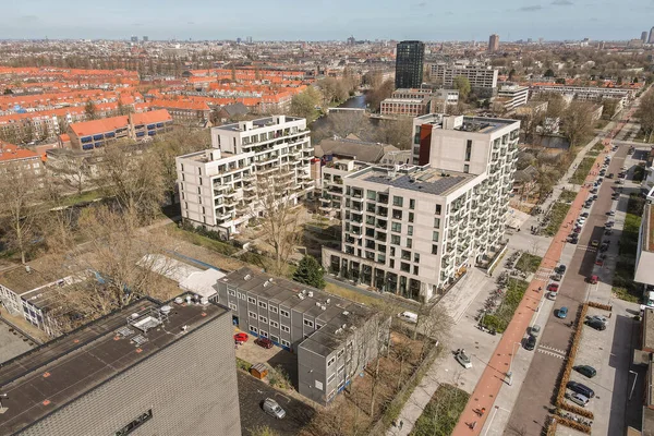 Amsterdam Holandia Kwietnia 2021 Widok Lotu Ptaka Miasto Szczytu Wysokiego — Zdjęcie stockowe