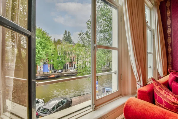 Amsterdam April 2021 Uitzicht Vanuit Een Raam Een Huis Met — Stockfoto