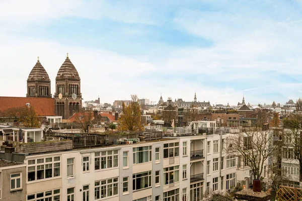 Amsterdam Netherlands April 2021 City Top Building Buildings Background Blue — Stock Photo, Image