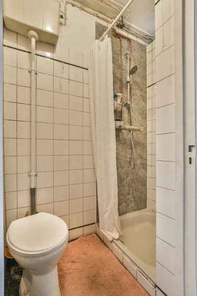 보이는 과같은 색으로 화장실 샤워와 욕조가 화장실 — 스톡 사진