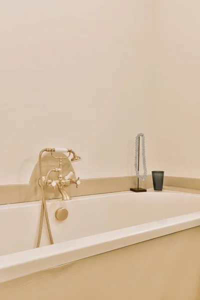 White Bathtub Corner Bathroom Toothbrush Brush Wall Next — Stock Photo, Image