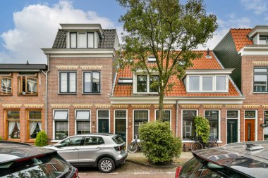 Yeşillik ve park halindeki arabalarla, şehir cazibesini yakalayan lüks bir cadde boyunca zarif binalar sergilenen görkemli bir manzara..