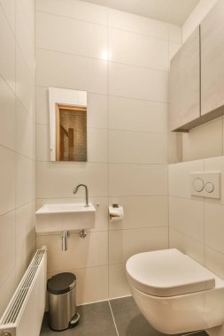 Minyatür, küçük, temiz tuvaletin içi.