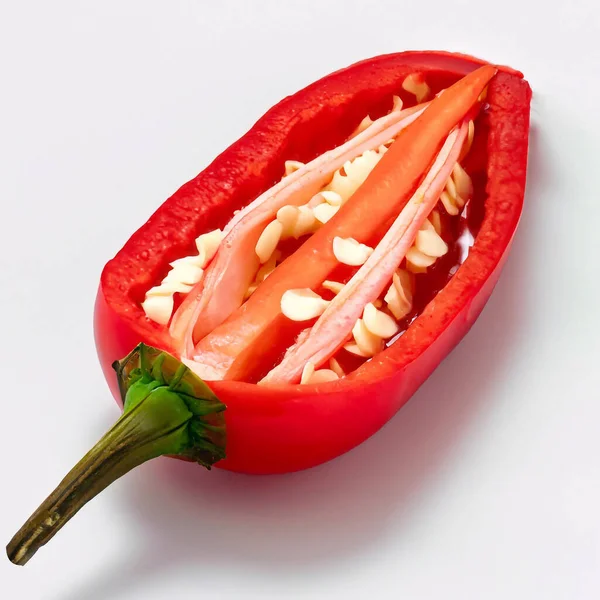 Red Pepper White Plate — Stock Photo, Image