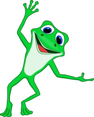 Komik kurbağa çizgi filmi. Şirin kurbağa hayvan karakterinin çizim vektörü karikatürü. Kapak, kitap, doğum günü kartı, hediye kartı, ambalaj kağıdı, çıkartma için mükemmel.