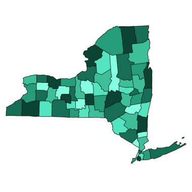 colourful map of New York State. New York Counties map, Newyork blank map for design ,copy space