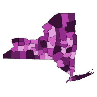 colourful map of New York State. New York Counties map, Newyork blank map for design ,copy space