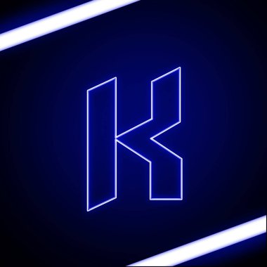 Neon ışık alfabe K kırpma yoluyla. 3D çizim