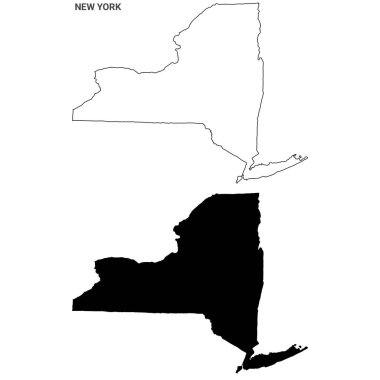 two blank map. State of New York map, USA. High detailed and multiple maps of New York map, empty map.
