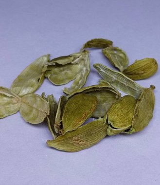 Cardamom peel Isolated on White Background, Elakka, Elachi. place your text, copy space 