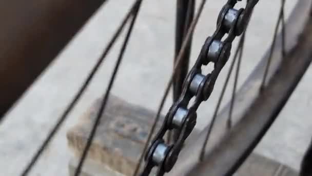 Charkha或Charkhi或带链条的旋转自行车轮 — 图库视频影像