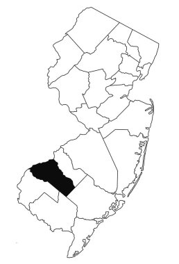 New Jersey eyaletindeki Gloucester ilçesinin haritası beyaz arka planda. New Jersey haritasında siyah renkle işaretlenmiş tek bir ilçe haritası .