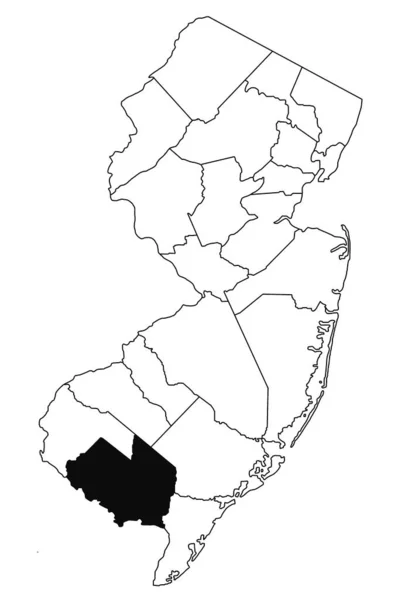 Карта Округа Камберленд Штате Нью Джерси Белом Фоне Карта Округа — стоковое фото