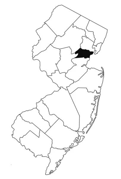 ニュージャージー州の北西部にある郡の地図 ニュージャージー州地図上の黒い色で強調表示されるシングル郡地図 — ストック写真