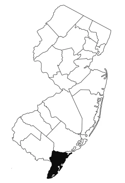 Карта Округа Кейп Мэй Штате Нью Джерси Белом Фоне Карта — стоковое фото