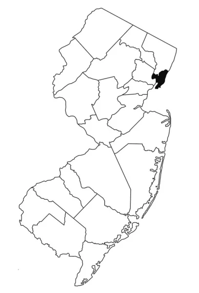 Karta Över Hudson County New Jersey State Vit Bakgrund Single — Stockfoto