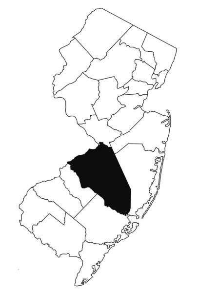 Карта Округа Берлингтон Штате Нью Джерси Белом Фоне Карта Округа — стоковое фото