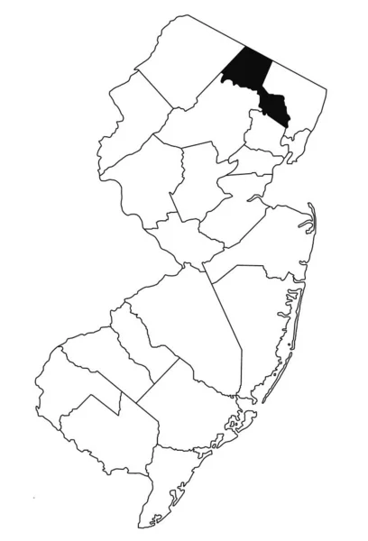 ニュージャージー州のパセイック郡の地図 ニュージャージー州地図上の黒い色で強調表示されるシングル郡地図 — ストック写真