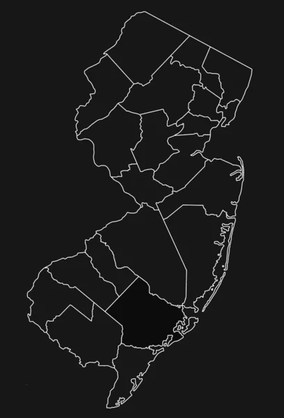 Alta Mappa Dettagliata Illustrazione New Jersey — Foto Stock