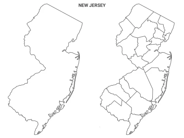New Jersey Körvonalazott Megyei Térképkészlet Illusztrációs Változat — Stock Fotó