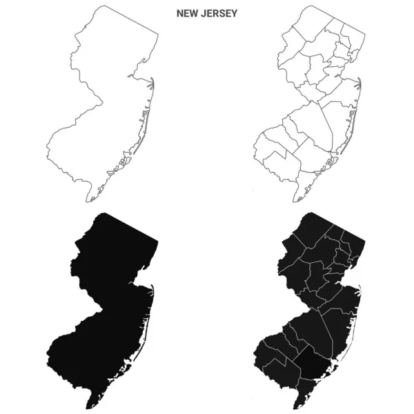 Zestaw Map Hrabstwa New Jersey Wersja Ilustracyjna — Zdjęcie stockowe