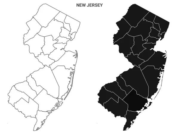 New Jersey Umreißt County Kartenset Illustrationsversion — Stockfoto
