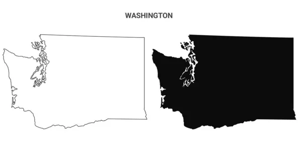 Washington State Outline Zestaw Map Hrabstwa Stany Zjednoczone — Zdjęcie stockowe