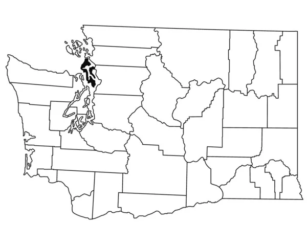 ワシントンDc州の白い背景にある島の地図 Washingtonマップの黒い色でハイライトされた単一の郡地図 ユニットテスト アメリカ — ストック写真