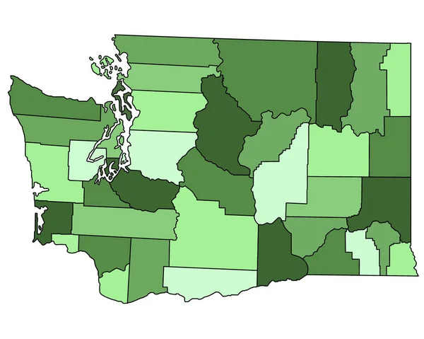Washington Verwaltungskarte Landkreiskarte Von Washington Mit Verschiedenen Farben Leere Karte — Stockfoto