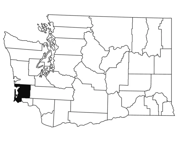 华盛顿特区太平洋县白底地图 以华盛顿地图上的黑色为重点的单幅县地图 — 图库照片