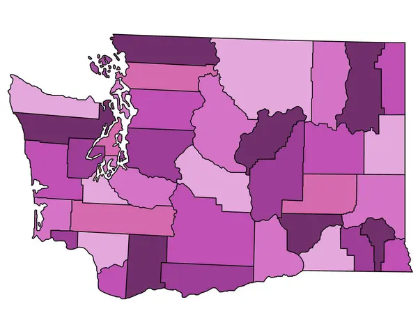 Mapa Administrativo Rosa Washington Mapa Condados Washington Con Diferentes Colores —  Fotos de Stock