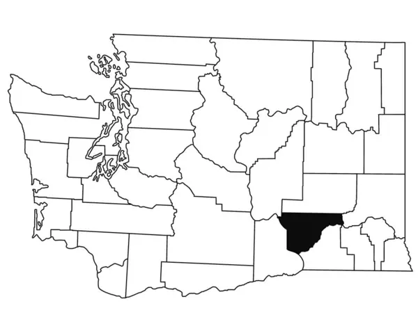 华盛顿特区富兰克林县白底地图 以华盛顿地图上的黑色为重点的单幅县地图 — 图库照片