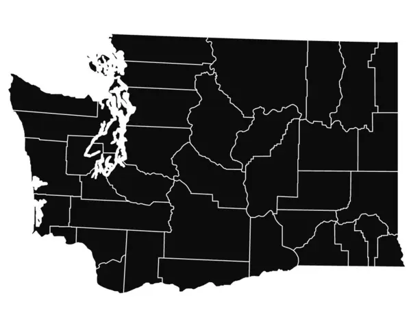 Peta Ilustrasi Rinci Yang Tinggi Negara Bagian Washington Dengan County — Stok Foto
