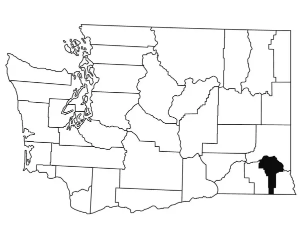 ワシントンDc州のガーフィールド郡の白地図 Washingtonマップの黒い色でハイライトされた単一の郡地図 ユニットテスト アメリカ — ストック写真