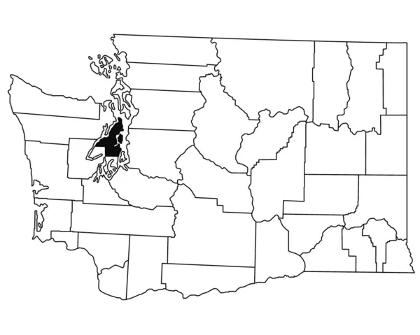 华盛顿特区Kkitsap县白底地图 以华盛顿地图上的黑色为重点的单幅县地图 — 图库照片