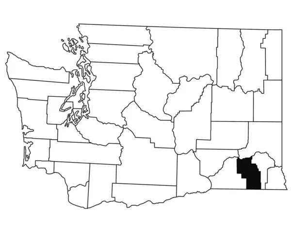 白い背景にあるワシントンDc州のコロンビア郡の地図 Washingtonマップの黒い色でハイライトされた単一の郡地図 ユニットテスト アメリカ — ストック写真