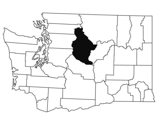 华盛顿特区Chelan县白底地图 以华盛顿地图上的黑色为重点的单幅县地图 — 图库照片