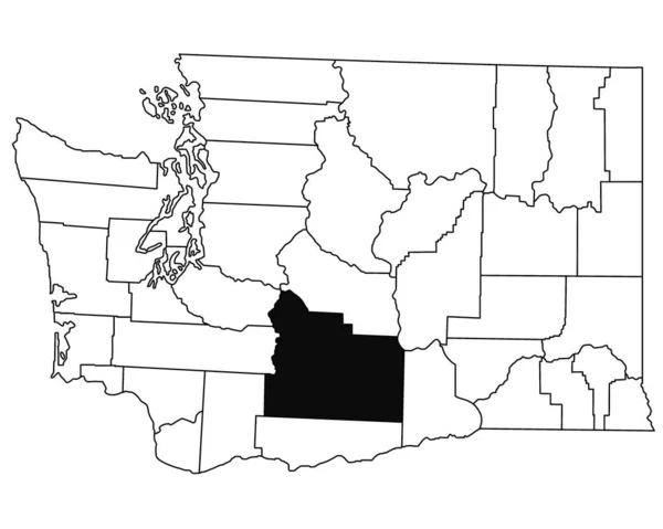 ワシントンDc州のヤキマ郡の白地図 Washingtonマップの黒い色でハイライトされた単一の郡地図 ユニットテスト アメリカ — ストック写真