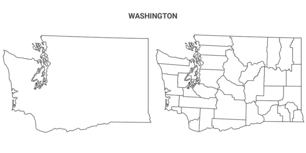 Esboço Estado Washington Mapa Condado Definido Estados Unidos — Fotografia de Stock