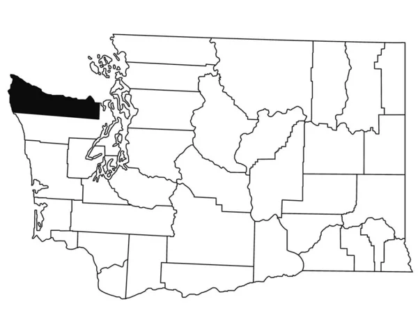华盛顿特区克拉拉姆县白底地图 以华盛顿地图上的黑色为重点的单幅县地图 — 图库照片
