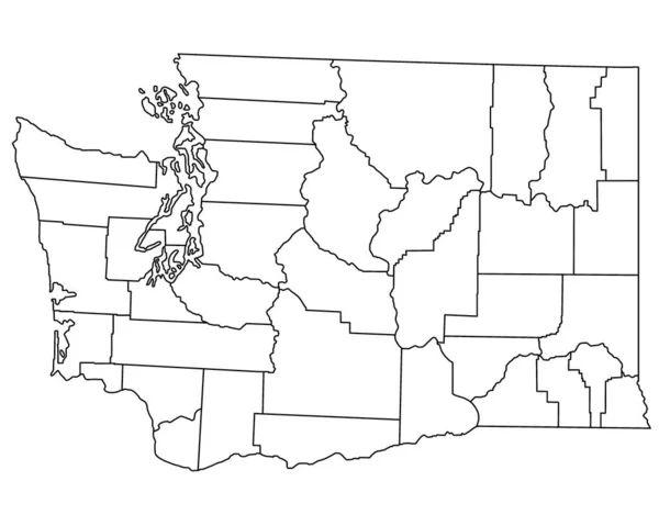 Velmi Podrobná Ilustrační Mapa Washington State County — Stock fotografie